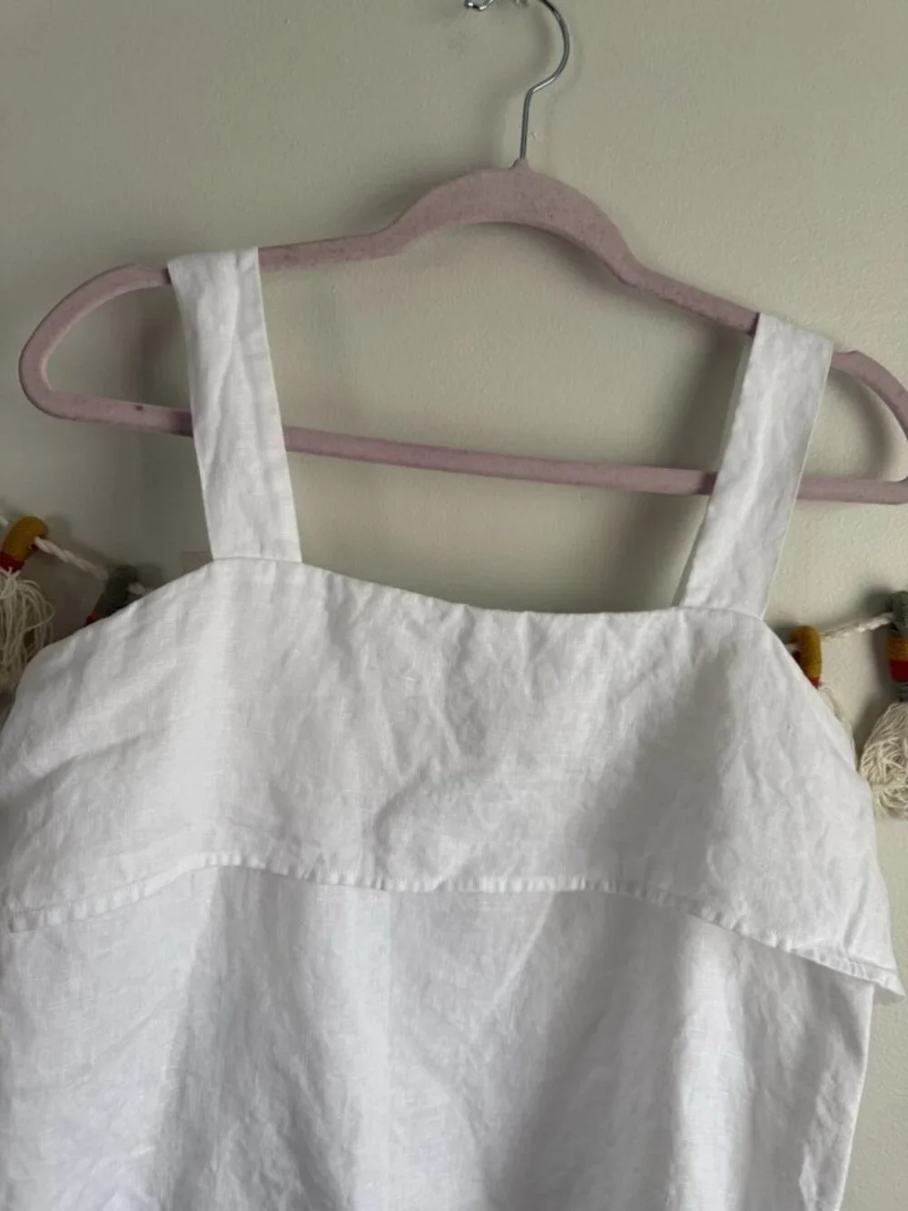 Quince 100% European Linen White Square Neck Tank Beach Coastal Effortless M - Picture 4 of 9